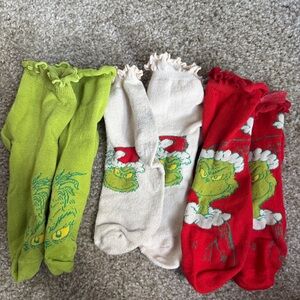 Green, neutral and Red Grinch Socks